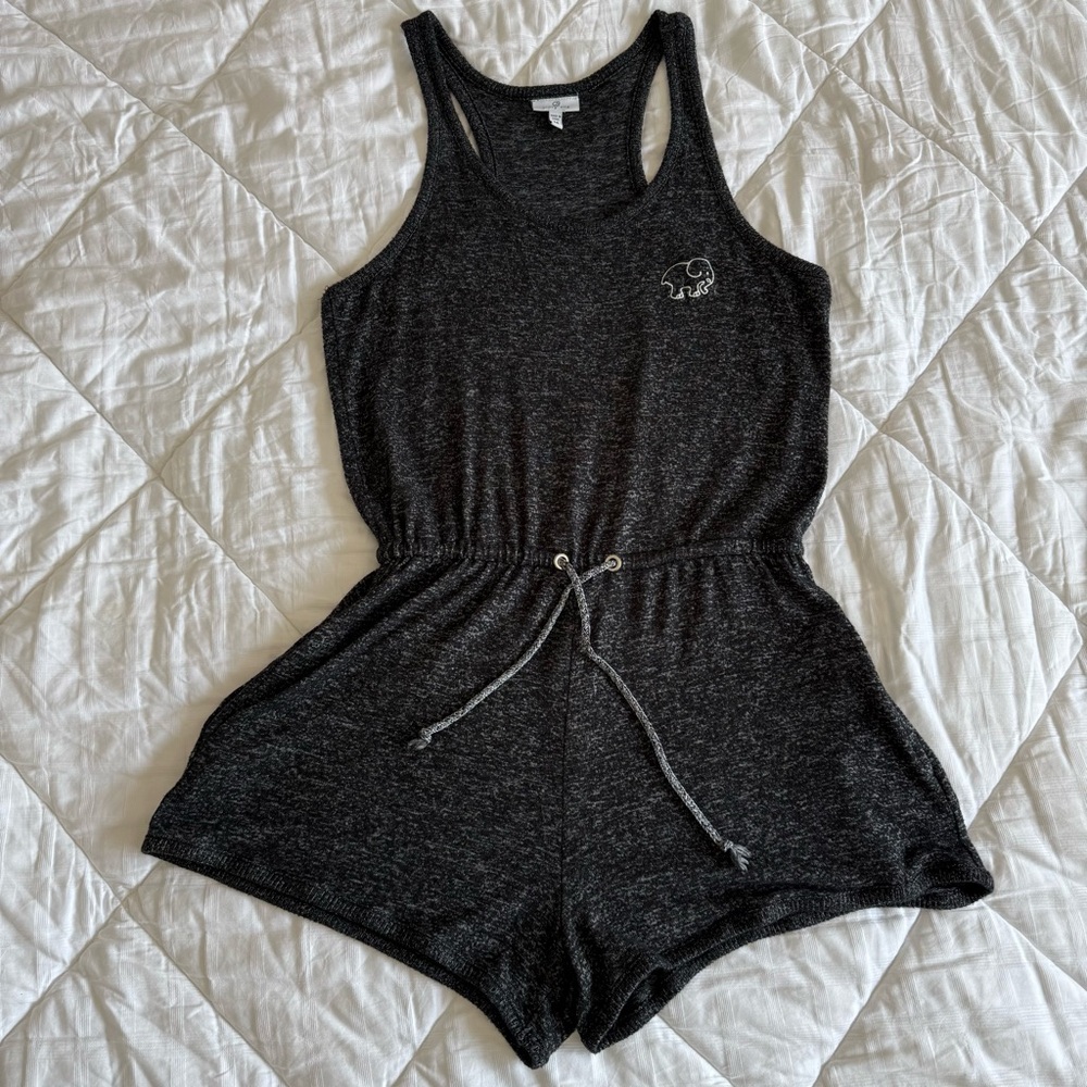 Black Ivory Ella Sleeveless Romper with Drawstring